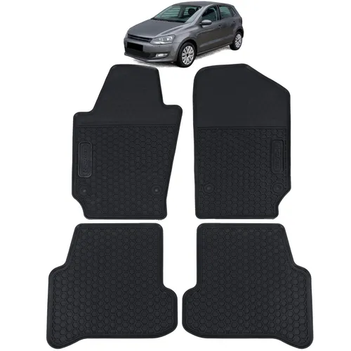 Auto Gummi Fußmatten Schwarz Premium Set für VW Polo 6R 6C 09-17 - Hochwertige Gummi Fußmatten für VW Polo, passgenau und rutschfest. Schützen Sie den Innenraum vor Schmutz und Feuchtigkeit – ideal für den täglichen Einsatz.