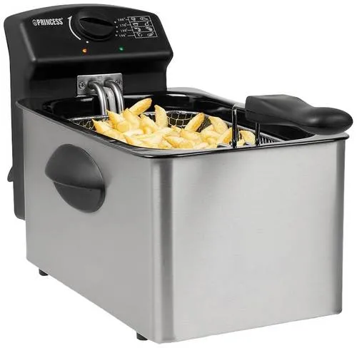 Princess 01.182642.01.001 Fritteuse 4l 2000W - Fritteuse mit Kaltzone für gesundes Frittieren, elegantes Design in Schwarz, ideal für Pommes und mehr, einfach zu reinigen und perfekt für mehrere Portionen.