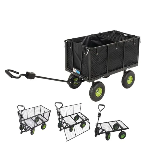 TRUTZHOLM Bollerwagen mit herausnehmbarer Plane - Bollerwagen mit hoher Belastbarkeit bis 550 kg, ideal für Garten- und Transportaufgaben. Klappbare Gitterwände bieten vielseitige Einsatzmöglichkeiten.