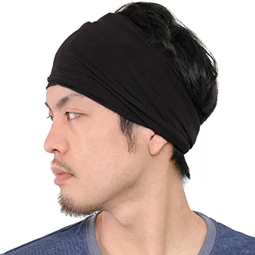 Dünnes Lauf Stirnband Sport Haarband Herren, Bandana Damen Sommer Japanische Mode Lang, Loop Tuch Zum Binden Schwarz