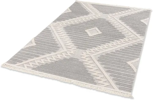 SCHÖNER WOHNEN-Kollektion Teppich Summer 6352 - Rechteckiger Teppich (133 x 190 cm) in Grau, ideal für drinnen und draußen, mit robuster Hoch-Tief-Struktur und wasserabweisenden Eigenschaften.