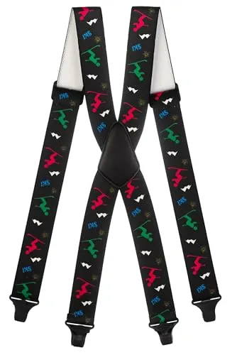 Olata Hosenträger für Skihosen | x- und y-förmige Hosenträger (Schwarz/Mehrfarbig) – 4 cm. Erwachsene. X-Form (Kunststoff-Clips)