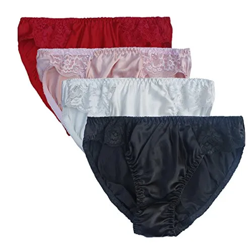 Lsharon Damen-Slip, 100 % Maulbeerseide, sexy Unterwäsche, Tanga Gr. Large(Etikett X-Large), A01