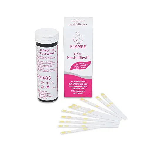 ELANEE Urin-Kontrolltest 5, Teststreifen mit Farbskala, Erkennung von Harnwegsinfekten, Blasenentzündung, Urin Teststreifen 10 Teststreifen (726-00)