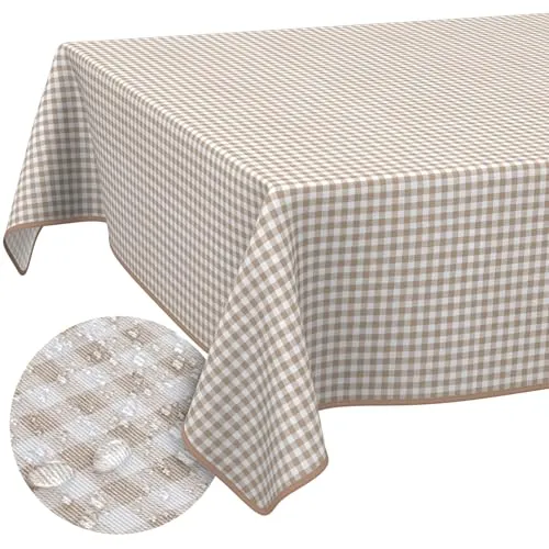 Tischdecke aus Stoff Textil abwaschbar Tischwäsche Tischtuch Baumwolle Polyester Vichy Gray 100x140cm In-/Outdoor Tischdecke