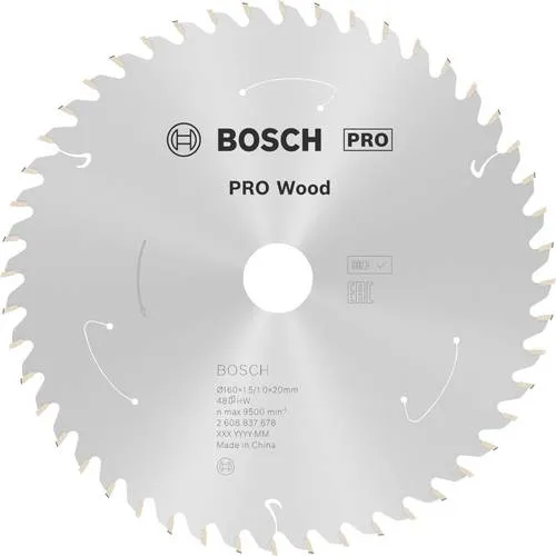 Bosch PRO Wood Kreissägeblatt für Akku-Handkreissägen - Kreissägeblätter für Holzarbeiten, mit bis zu 1,3x längerer Lebensdauer als Standardblätter, ideal für Schreiner und Holzarbeiter.