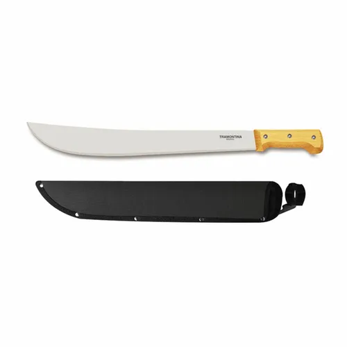 Tramontina Latin / Bush Machete mit Gürtelscheide – 44 cm - Robuste Machete aus Carbonstahl mit komfortablem Holzgriff. Ideal für Gartenarbeiten und Outdoor-Aktivitäten. Inklusive praktischer Gürtelscheide für einfachen Transport.