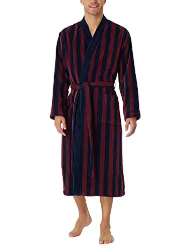 Schiesser Herren Bademantel Soft Velour 125 cm - Bio Baumwolle, klassischer Kimono-Schnitt mit zwei Taschen und besonders weicher Qualität
