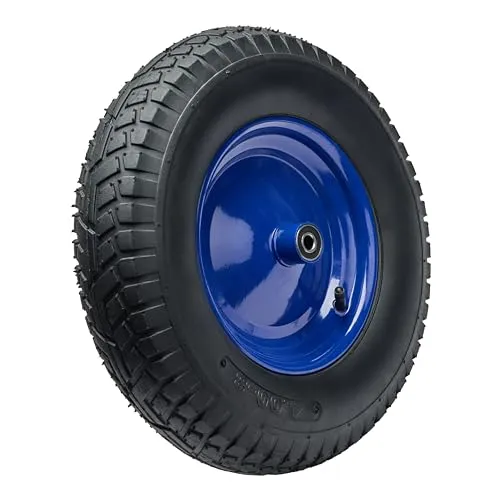 Garronda Ersatzrad Schubkarre 4.80/4.00-8 Schubkarrenrad Ø 390 mm Luftreifen 6PR Reifen bis 250 kg mit Achse Stahlfelge Kugellager für Gartenwagen Hof Baustelle GD-0163, Schwarz-Blau