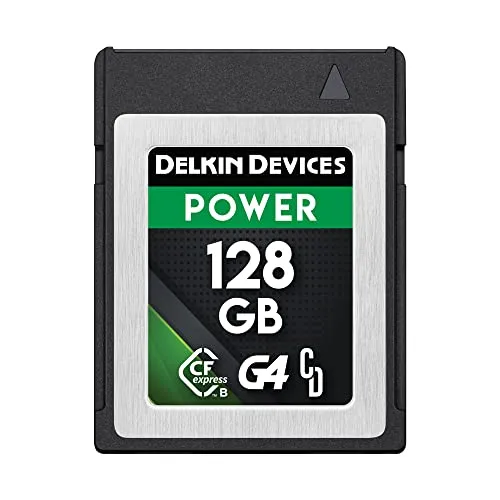 Delkin CF Express Typ B G4 128 GB - Hochleistungs-Speicherkarte - Interne TV-Karten & Videoschnittkarten, ideal für 8K-, 6K- und 4K-Videos mit extrem hohen Schreibgeschwindigkeiten von bis zu 1700 MB/s für professionelle Videoproduktionen.
