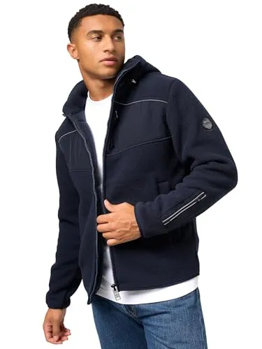 STONE HARBOUR Herren Übergangsjacke Illian Navy - Leichte Fleecejacke mit abnehmbarer Kapuze - Funktionsjacke aus kuscheligem Teddyfleece mit hoher Wärmeisolation und reflektierenden Details - ideal für sportliche Aktivitäten in der Übergangszeit.