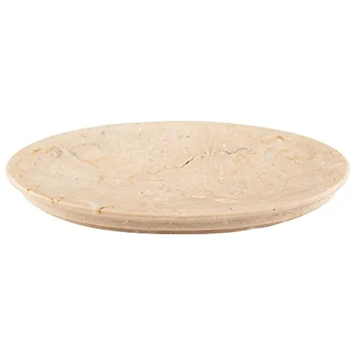 wohnfreuden Marmor Schale Creme oval 15 cm - Badezimmer Naturstein Seifenablage poliert Steinschale