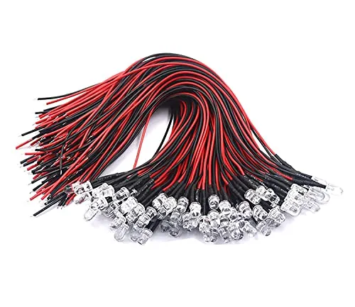 HUAZIZ 50 Stücke Vorverdrahtete LED, 12V Warmweiß, 5mm Dioden Licht Mit 20cm Kabel