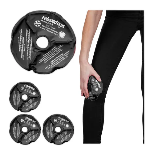 relaxdays Kalt-Warm-Kompresse 4er Set Knie Kühlpads in Schwarz