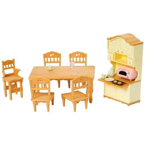SYLVANIAN FAMILIES 5340 Set Esszimmer - Puppen & -Spielsets, liebevoll gestaltetes Esszimmer-Set für fantasievolles Spielen und kreative Rollenspiele.