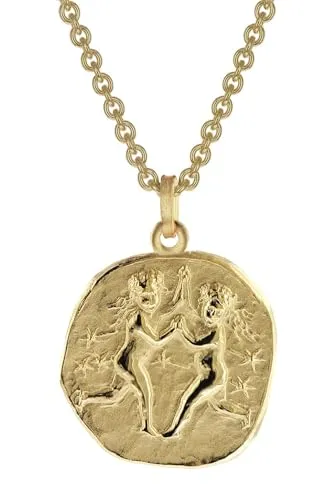 trendor Kette mit Anhänger Zwilling Sternzeichen Ø 20 mm Gold auf Silber - Ketten mit Anhänger, edle Kombination aus 925er Silber und goldfarbenem Zwilling-Anhänger, perfekt als persönliches Geschenk für Sternzeichen-Liebhaber.