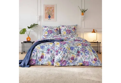 Estella Bettwäsche Exquisit, Mehrfarbig, 155x220 cm - Hochwertige Satin-Bettwäsche, pflegeleicht und atmungsaktiv, für ein wohliges Schlafgefühl mit floralem Design und klimaregulierendem Effekt.