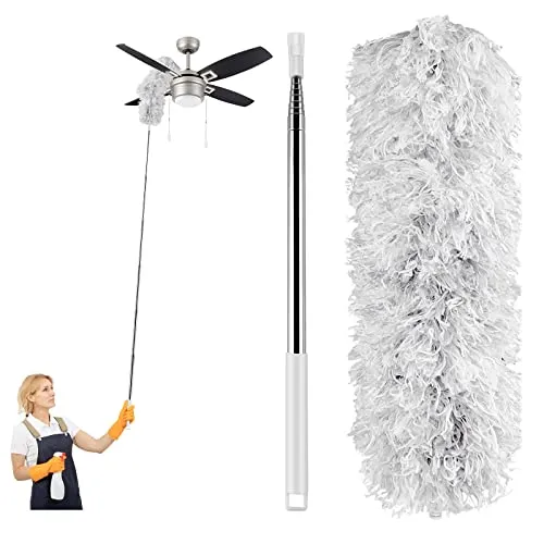 Uootach Staubwedel Teleskop, Extra Langer, Einziehbarer Mikrofaser Staubwischer Bis zu 2,8 m lang, waschbarer biegsamer Besen, Die Staubentfernung ist einfach, für Ecken, Decken, Spinnweben