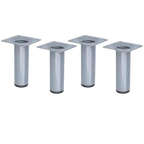 MS Beschläge runder Möbelfuss ø 30mm Tischfuss Silber Tischbein Schrankfuss Möbelstütze Möbelbein M10 Gewindegang Couchfuss Stahl-Sesselfuss (4, 100mm)
