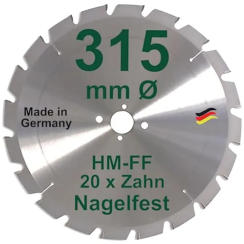 HM Sägeblatt 315 x 30 mm NAGELFEST FF Hartmetall FSP Kreissägeblatt 315mm für Bauholz Brennholz Schalholz Leimholz zum Sägen mit Wippsäge Tischkreissäge Kreissäge Kappsäge Brennholzsäge Tischsäge