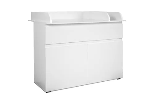 Wickelkommode >Image< in Weiß, 120x102x77 cm ? Modernes Design mit großzügigem Stauraum, 1 Schublade & 2 Türen, umbaubar zur Kommode, pflegeleicht, für Baby- & Kinderzimmer, einfach aufzubauen