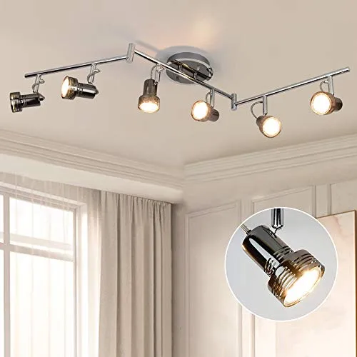DLLT LED Deckenstrahler Schwenkbar, 6-Flammig Deckenlampe Drehbar, 6 x 3W GU10 Leuchtmittel, 1440LM 3000K Warmweiß, Deckenspot für Wohnzimmer, Küche, Schlafzimmer, Büro