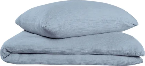 Oh Cosy Bettwäscheset Sally | 2-teilig | Hellblau - Bettwäscheset aus 100% Baumwolle in Uni-Design, superweich und atmungsaktiv, ideal für ganzjährige Nutzung. Mit Knopfverschluss und gekreppter Haptik für optimale Luftzirkulation.
