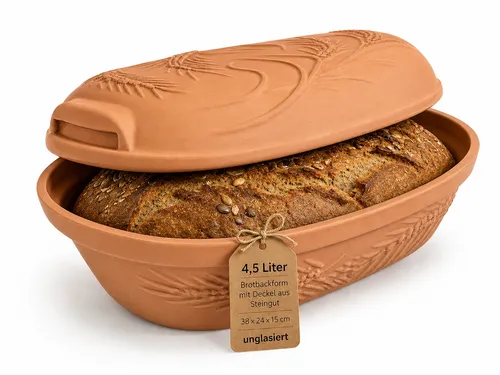 KERAZO 4,5L Brotbackform mit Deckel – Ovaler Bräter für köstliche Gerichte