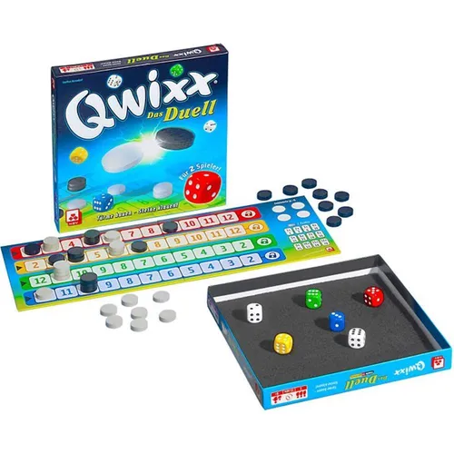 Nürnberger Spielkarten Qwixx - Das Duell 262941 - Moderne Kartenspiele mit einem neuen Clou! Erlebe die spannende Duell-Version des preisgekrönten Würfelspiels Qwixx, wo Türme gebaut und Steine geklaut werden können.