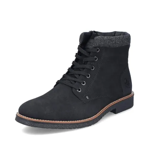 Rieker Herren Schnürstiefeletten 33640, Schwarz - Stylische Übergangsstiefel - Herren-Stiefel aus Kunstleder mit flacher TR-Sohle, ideal für den Übergang und bequem durch das textile Innenmaterial.