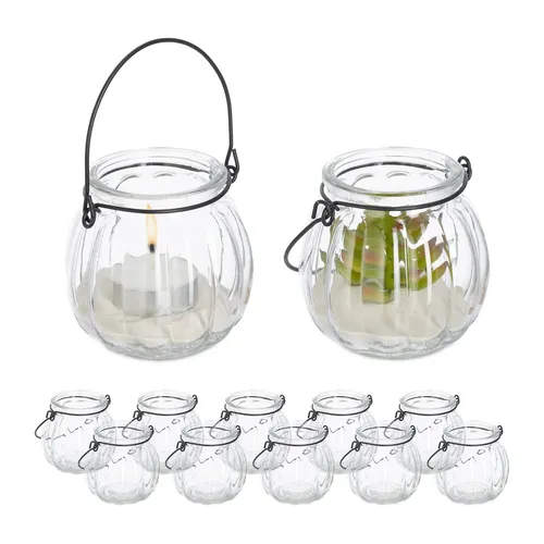 Windlicht glas Hängewindlicht Deko Glasvase transparent Windlicht Set 12 Stück