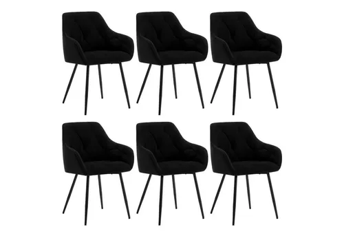 WOLTU 6 x Esszimmerstuhl aus Samt, ergonomisch & stabil in schwarz von WOLTU