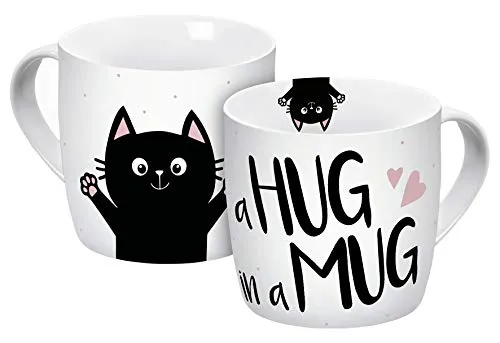 Tasse Hug in a Mug 300ml, 13072, Porzellantasse, Porzellan, Weiß/Schwarz