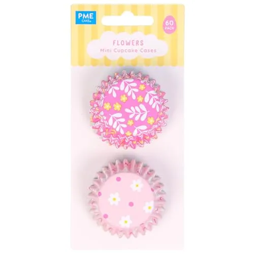 PME Oster Cupcake-Förmchen Folienbeschichtet - Blumen, Mini-Größe (60 Stück)