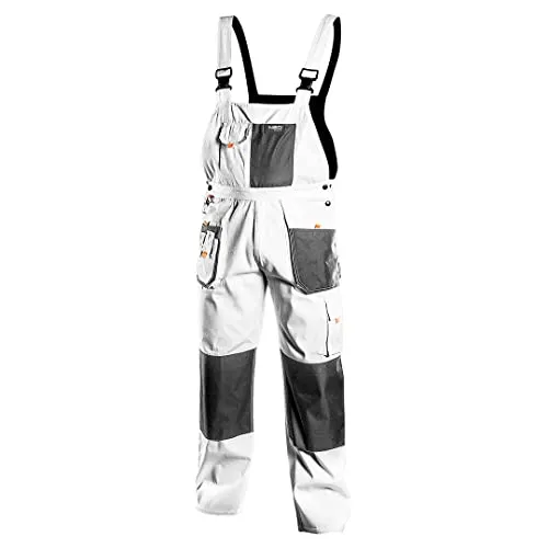 Profi Arbeitslatzhose weiß/grau (Neo) L/54 - Hochwertige Arbeitshose aus 35 % Baumwolle und 65 % Polyester, ideal für Handwerker und Industrie, strapazierfähig und bequem.