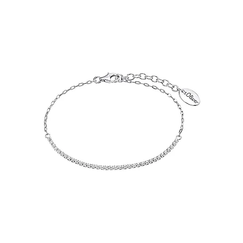 s.Oliver Armband 925 Sterling Silber mit Zirkonia für Damen - Elegantes Armband aus 925 Sterling Silber, verstellbar von 17 bis 19 cm, kommt in einer Schmuck Geschenk Box – ideal als Geschenk für besondere Anlässe.