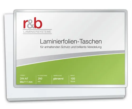 r&b Laminiersysteme Laminierfolie r&b Laminierfolien A1 bis A7, 50-350mic, glänzend, Kompatibel, glänzend, stabil, schützend, professionell, vielseitig