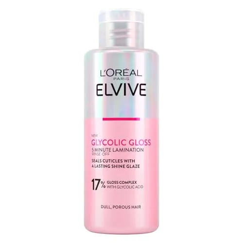 L'Oréal Paris Elvive Laminierbehandlung 5 min, für stumpfes und poröses Haar, seidiges Haar, mit Glykolsäure, sulfatfrei, Glycolic Gloss, 200 ml