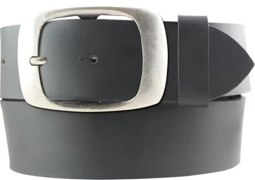 BELTINGER Jeansgürtel aus Vollrindleder 5 cm mit Doppel-Schnalle | Leder-Gürtel 50mm | Breiter Ledergürtel aus echtem Leder | Dunkelgrau 105cm