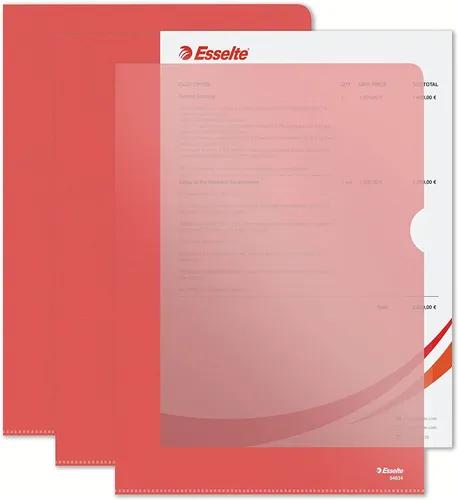 Esselte Sichthüllen Standard DIN A4 PP rot 0,12 mm 100 Hüllen