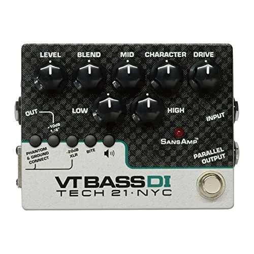 TECH 21 310089 Character Series VT Bass DI - Gitarre Zubehör - Vielseitiges DI-Pedal für Bassisten, bietet legendäre Power Tone Pumping und drei verschiedene Ausgänge für individuellen Klang. Ideal für Funk, Indie-Rock und mehr!