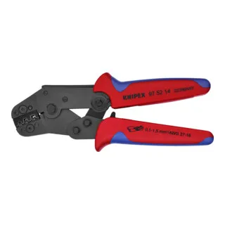 Knipex 97 52 14 Crimpzange - für unisolierte Steckverbinder 0.10 bis 1.5mm², höchste Präzision und ermüdungsarmes Arbeiten durch Hebelübersetzung