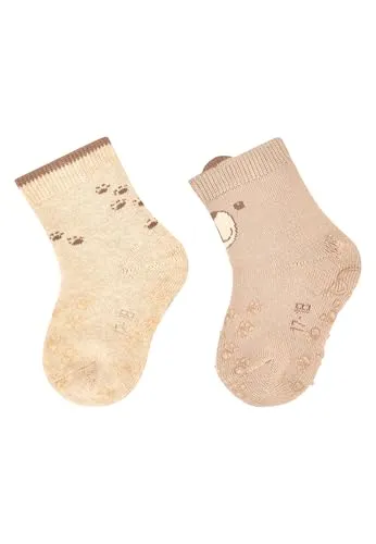 Sterntaler Unisex Doppelpack ABS Krabbelsocken DP Bär, Sand, 22