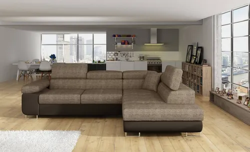 Myhomelando Ecksofa Anton 272 x 203 cm - Schlaffunktion, Bettkasten & Strukturwebstoff, Ecksofa L-Form, Eckcouch mit Schlaffunktion & Bettkasten