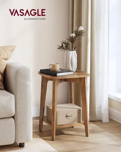 VASAGLE Eckiger Beistelltisch – Moderner Sofatisch für kleine Räume - Eleganter Beistelltisch mit 2-stufigem Stauraum und stabiler Konstruktion. Ideal für Wohnzimmer oder Schlafzimmer – schafft Ordnung und setzt stilvolle Akzente.