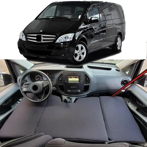 Camper Bett für Mercedes Vito Viano W639 - Sonstige: Hochwertiges Fahrerhausbett aus schwarzem Polsterstoff, ideal für komfortables Reisen und Schlafen im Camper.