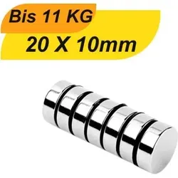 Neodym Magnet 20mm x 10mm - Supermagnet mit hoher Haftkraft - Hochwertiger Neodym Magnet in kompakter Größe (20x10mm) für vielseitige Anwendungen. Mit N38-Qualität und langlebiger Beschichtung bietet er starke Haftkraft und zuverlässige Leistung. Ideal für Bastelprojekte und industrielle Nutzung.