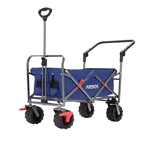 Arebos Bollerwagen 423484 - Faltbar und belastbar bis 100kg - Faltbarer Bollerwagen für vielseitige Einsätze wie Camping und Einkaufen. Mit 100kg Traglast, 89 x 52 x 80cm Größe und robusten PU-Rädern für jedes Gelände.