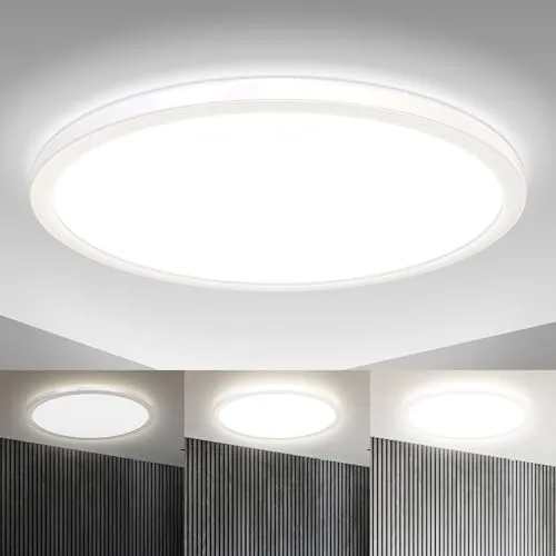 B.K.Licht LED Deckenlampe - Ultraflaches dimmbares LED Panel - Lampen - Moderne, ultraflache Deckenlampe mit indirektem Licht, 3-stufig dimmbar und 3000 Lumen für eine angenehme Atmosphäre in jedem Raum.