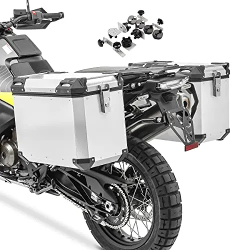 Bagtecs Kofferset Motorrad Alukoffer Set QP48 mit Adapter - Motorradkoffer aus robustem Aluminium, inklusive Adapter für einfache Montage und optimalen Stauraum auf langen Fahrten.